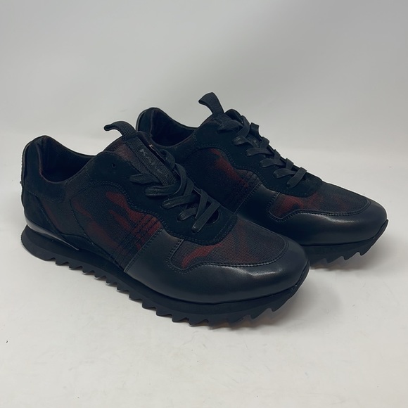 Karl Lagerfeld Camo Print Men's Sneakers Black Burgundy LF1S1109 New Without Box - Picture 3 of 7